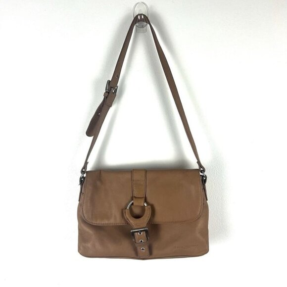 Stone Mountain Handbags - Stone Mountain Leather Tan Shoulder Bag Adjustable Strap Office Purse y2k Retro